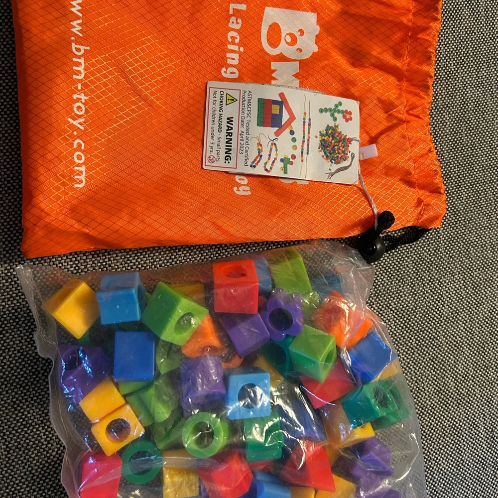 Bright Multicolor Lacing Beads Set for Kids - Picture 3 of 3